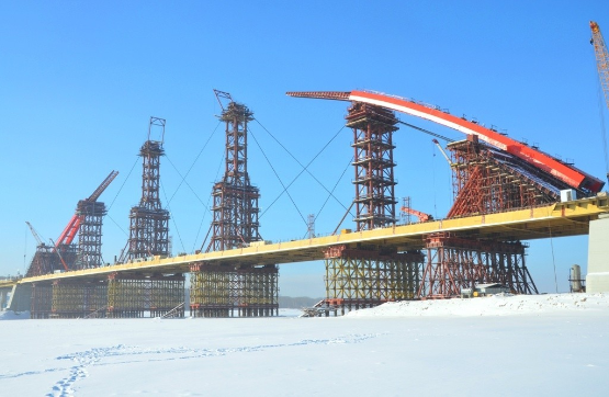 Конструкции для возведения Бугринского моста через р. Обь в г. Новосибирск, а также транспортная развязка на ул. Большевистская в Новосибирске 